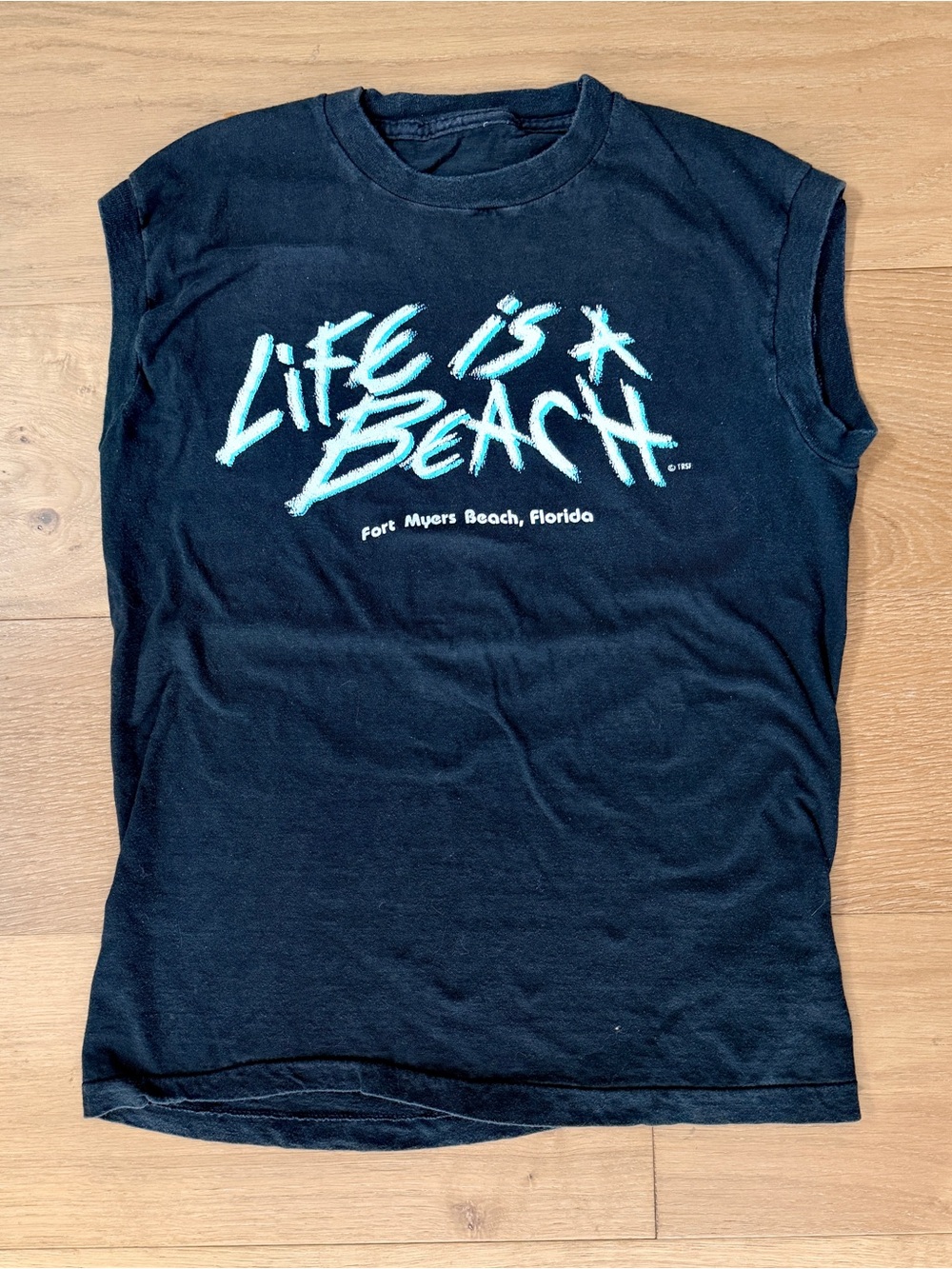 VTG 80s/90s "Life is a Beach" Fort Myers Beach Florida Muscle Tank Black S/M*
